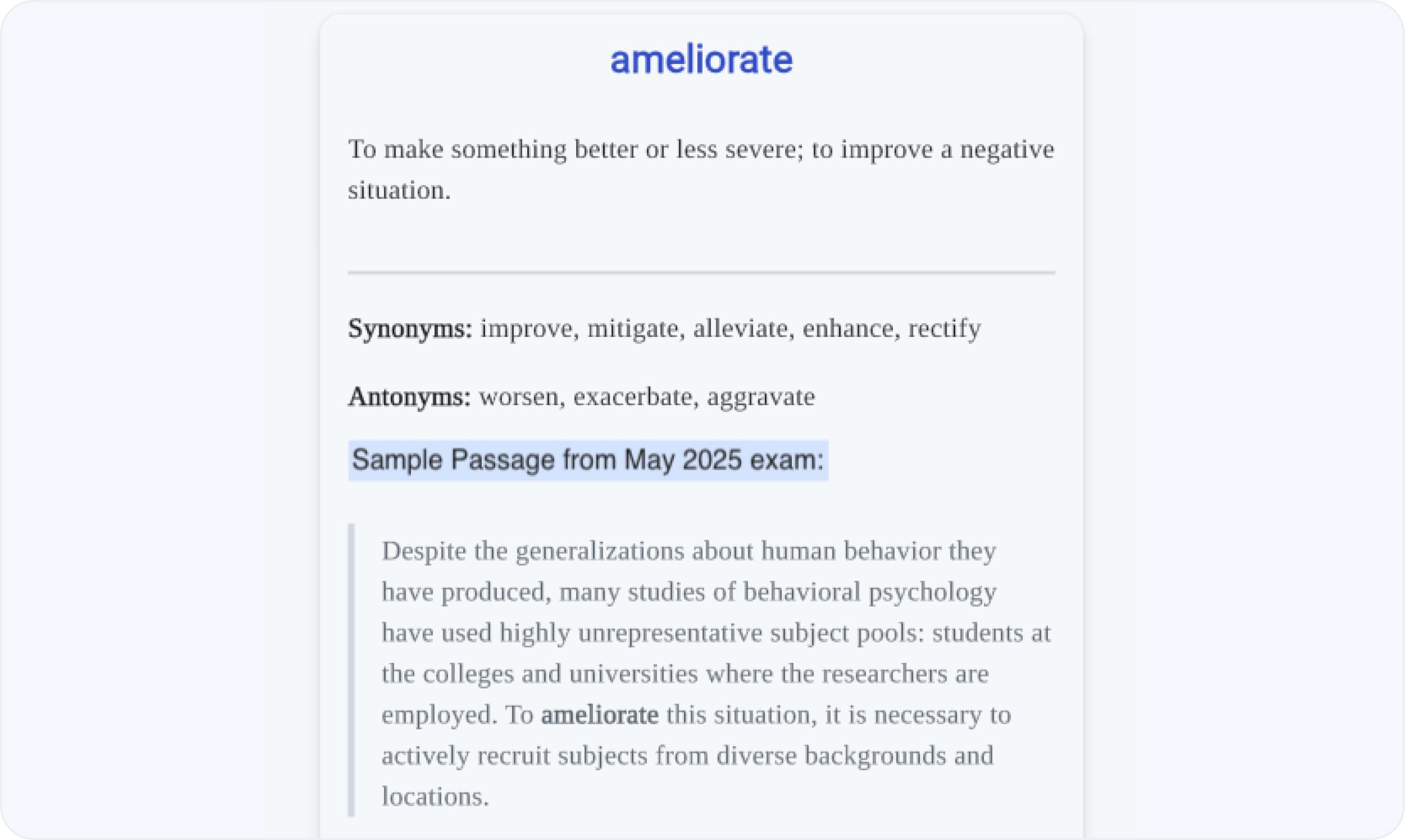 Real vocab from real exams